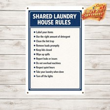 Laundry Room Rules Aluminum Tin Metal Sign Wall Mount Plaque 8x12