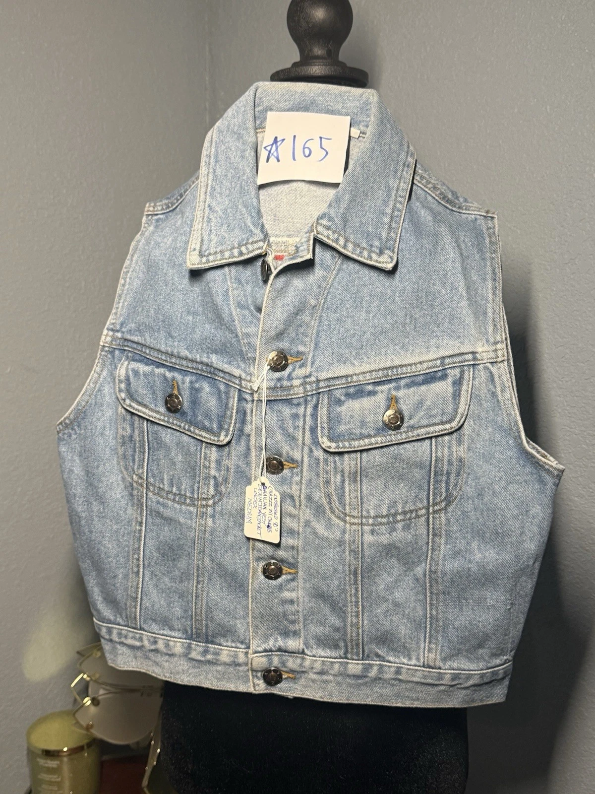 Vintage 90s Chazzz by Charles Ghailian Custom NY Yankees Denim Vest - Size M image 2