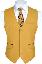 Men's Slim Fit V-Neck Tuxedo Vest Formal Waistcoat for Wedding Business Party