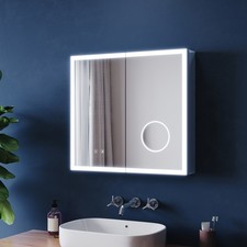 Bathroom Mirror Cabinet with LED Lights Shaver Socket 3X Magnifying 600x650mm