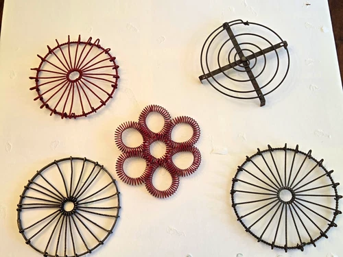 Antique Lot of 5  Metal Wire Trivets,  approx. 6 inches - product listing photo