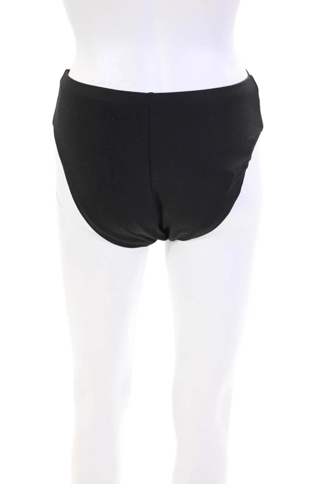 Parte inferior de bikini Robin Piccone para mujer cintura alta negra lisa talla mediana Foto 2 de 4