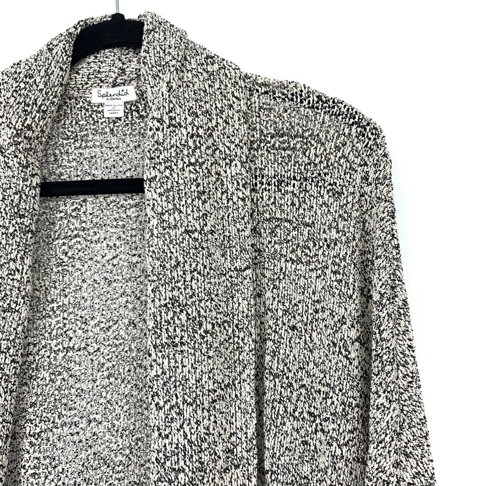 Splendid Cardigan Women's Size XS Jungle Boucle Sweater Long Sleeve Gray/Black - Image 3 of 4