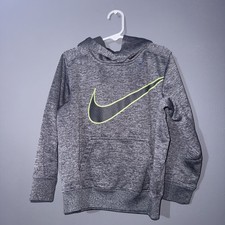 Nike Therma-Fit Gray Pullover Hoodie Sweatshirt Boys US Size 7 Front Pocket