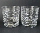 Two (2) Vintage Tiffany Royal Brierley Swag Double Old Fashioned Crystal Glasses