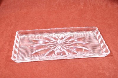 Vintage Rechteckiges Tablett aus Klarglas , ca 28 cm x 14 cm