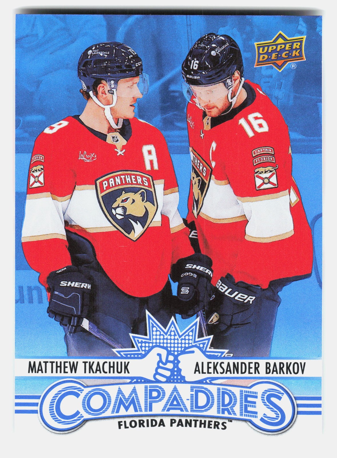 Matthew Tkachuk/Aleksander Barkov #CM-6 Hockey Cards 2025 Upper Deck Compadres trading card — raw and PSA graded price guide