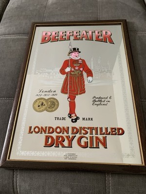 SEHR SELTENER ALTER BARSPIEGEL DRY GIN BEEFEATER