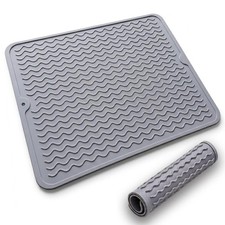 Silicone Dish Drying Mat for Kitchen Counter, Heat Resistant Dish Drainer, Ea...