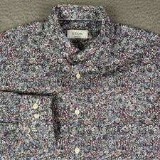 Eton Dress Shirt Mens 41/16 Multicolor Paisley Floral Geometric Contemporary Fit
