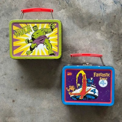 Vintage 1998 Marvel The Incredible Hulk & Fantastic Four Lunch Box Bundle