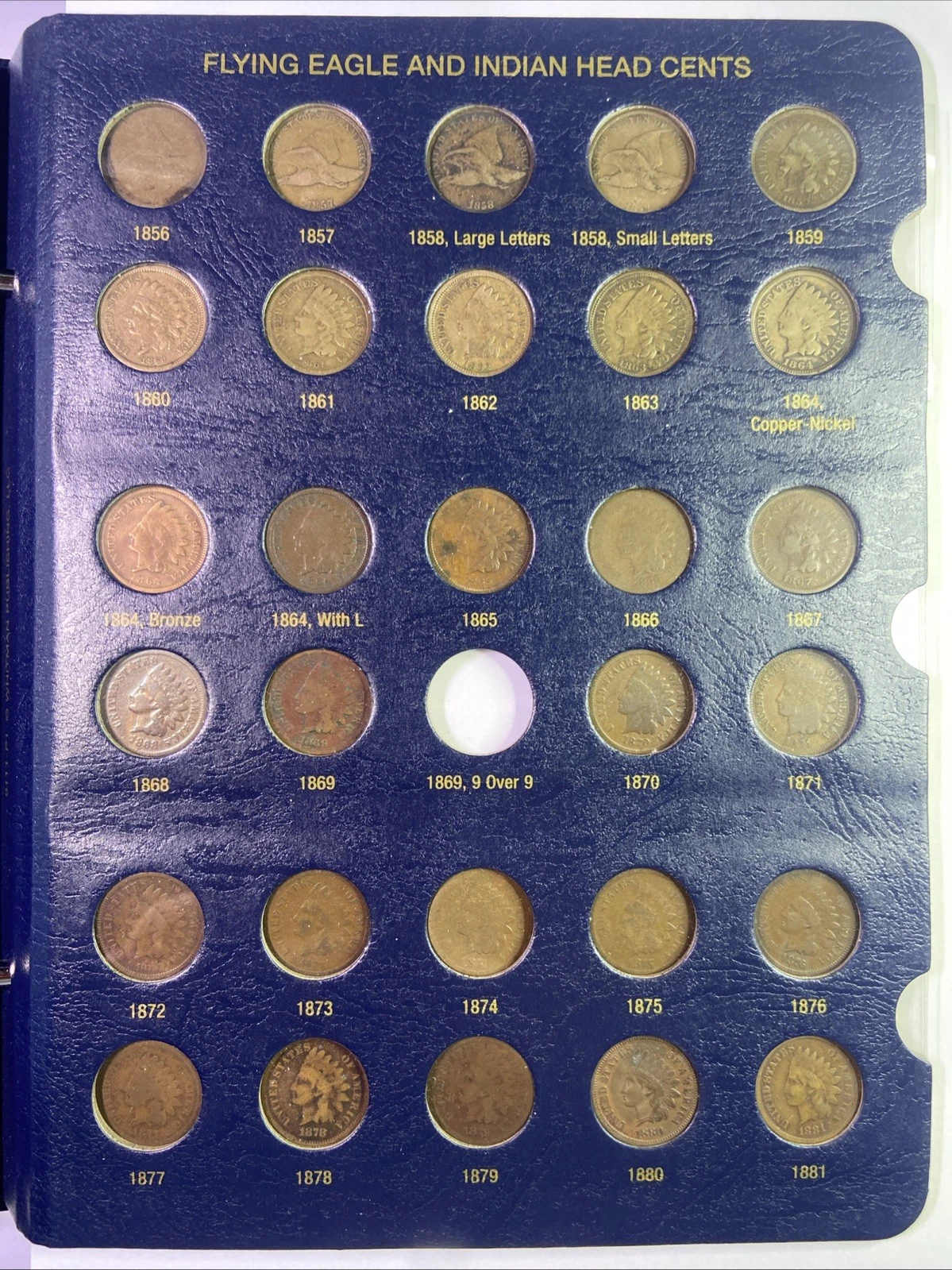Complete Indian Head Penny Set- 1856-1909 With 60 Coins.  PCGS XF40