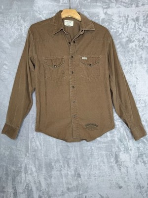 American Eagle Shirt Mens XS Brown Vintage Slim Fit Brown Micro Corduroy Western