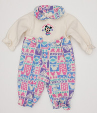 Vtg 90's Disney Babies Minnie Mouse Fleece Romper 3-6m Pastel Geometric Graphic