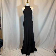 BHLDN Anthropologie Lennox Halter Open-Back Side-Slit Stretch Crepe Gown Size 4