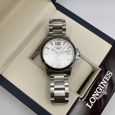 Longines Conquest V.H.P. 41mm Steel Ceramic Silver Dial Mens Watch