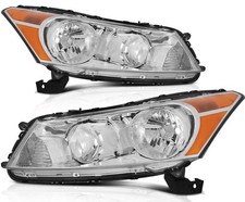 Fits Honda Accord 4-Door Sedan 2008-2012 Chrome Housing Headlights Assembly Pair