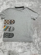 Art Class T-Shirt Boys Size Large 12/14 Gray Skate Board Theme Short Sleeve EUC