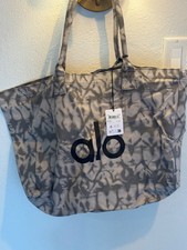 ALO Yoga Gray Tie Dye Canvas Tote Bag Large Travel Gym Carry On NWT