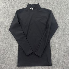 Under Armour Mock Neck Top Small Black Compression Long Sleeve Women's