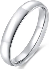 4Mm 6Mm Stainless Steel Ring Plain Dome High Polished Wedding Band Comfort Fit S