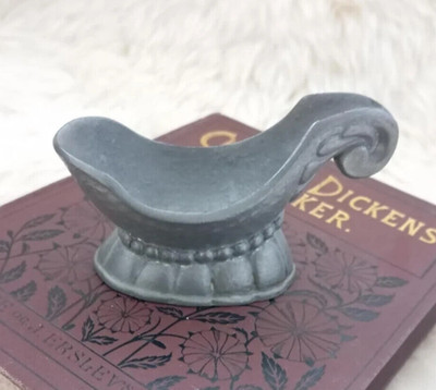 Vtg brutalist retro Danish Gerotin pewter tin pipe or salt dish holder container