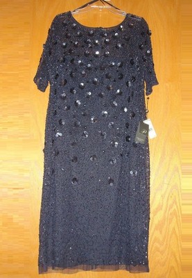 $279 ADRIANNA PAPELL Embellished Sheath Long Dress Women plus 16W navy NoSalesTx