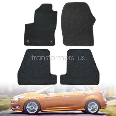 For 2011-2015 Ford Focus Sedan Front & Rear Floor Mats Carpet Black Velour