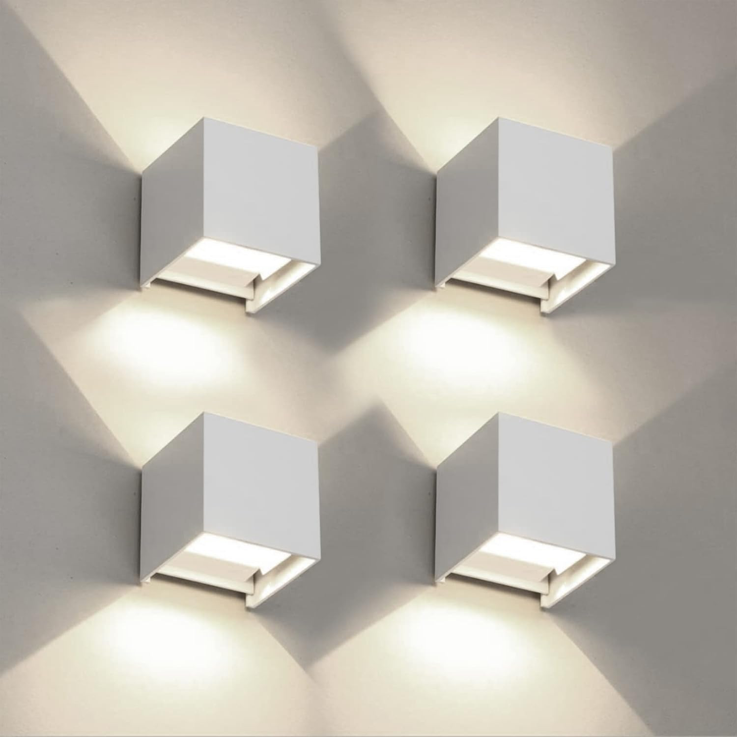 Applique LED Cubo Moderno Interno Esterno Kit 4 Pezzi Design