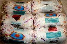 Bernat Cotton Handicrafter Yarn Lot of 6 Skeins #4 Medium FLORAL PRINTS