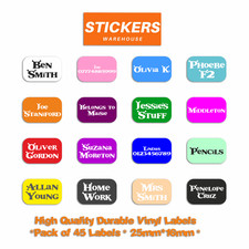 45x Personalised Custom Stick On Clothes Tags Stickers Name School Nursery Care