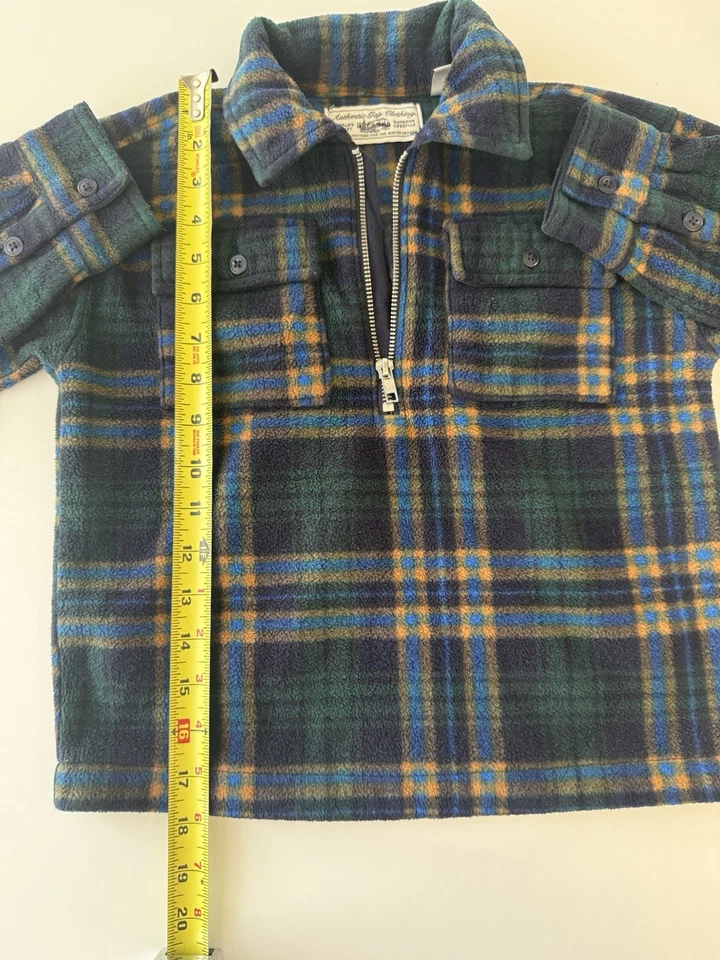 Authentic GAP Fleece Plaid Quarter Zip Sweater Jacket Green Navy Size Small - Image 4 of 4