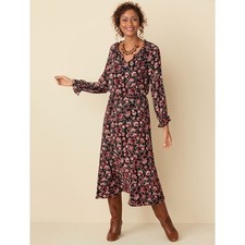 Talbot's Bracelet Sleeve Autumn Midi Floral Dress Size Medium NEW!