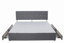 6FT Super King Bed Frame Divan Base with Crystals Headboard 4 Drawer Bedframe