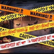DELAESI 5 St&uuml;ck Absperrband Halloween Deko Outdoor Warnband 45m Caution Tape