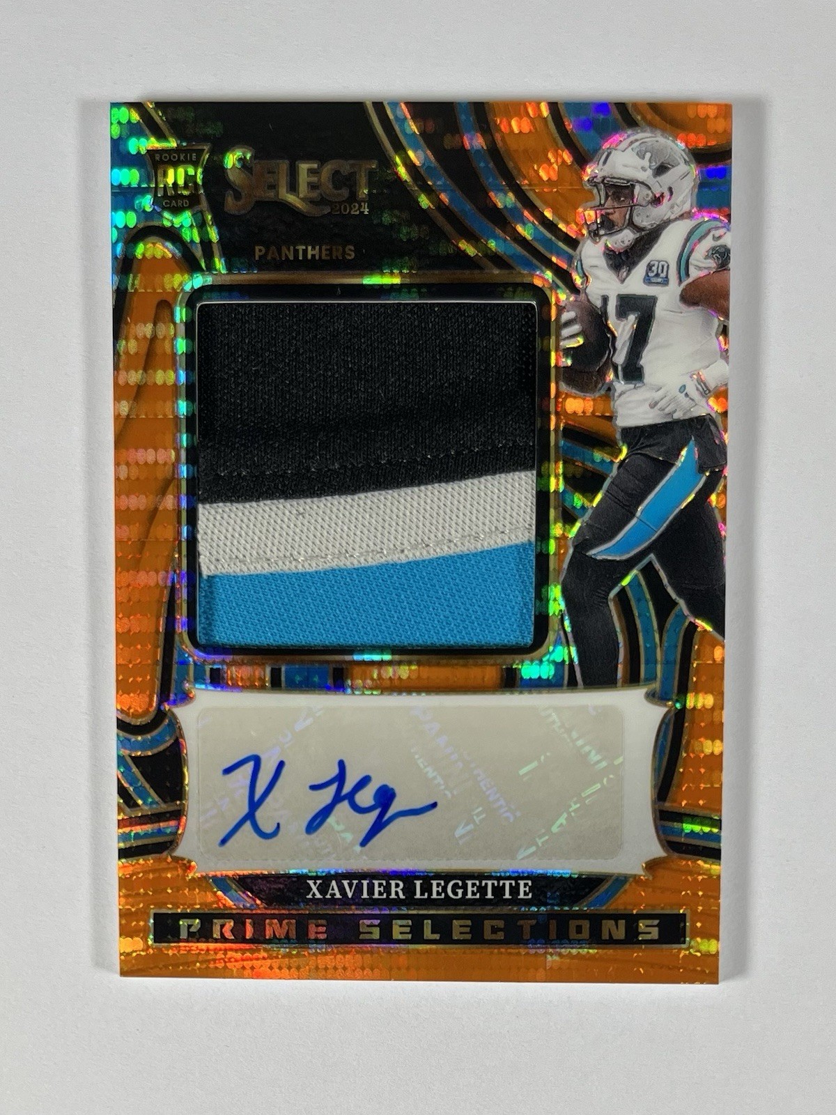 Xavier Legette Panini Select Prime Selections Signature Relics #PSPSXLE Neon Orange Pulsar