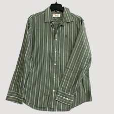 Original Penguin Men's L Classic Fit Green Striped Button-Down Shirt P0394