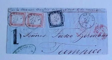 SARDENIA PAIR #14 on FRONT ONLY GENOVA 1858 B/S TAMPICO B.C. MEXICO