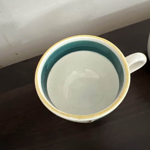 Pair of Fruit Stangl Pottery Redware Coffee Tea Cups Trenton NJ Leaves - Picture 5 of 11