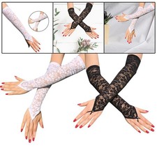 Guanti in maglia floreale in pizzo da donna Guanti lunghi senza dita in