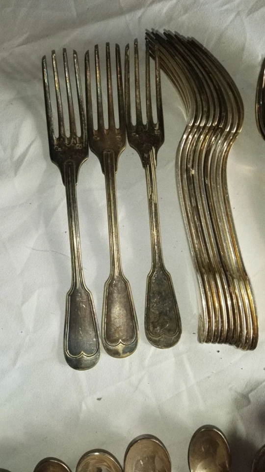Ancien Couverts en Argent cornes Style Louis XVI Ruban - Photo 2/4