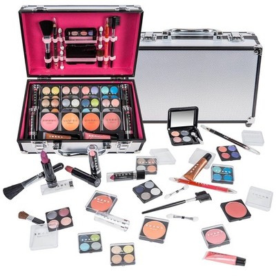 SHANY Carry All Make up Train Case with Pro Makeup Set, Beauty Brushes, Lipstick