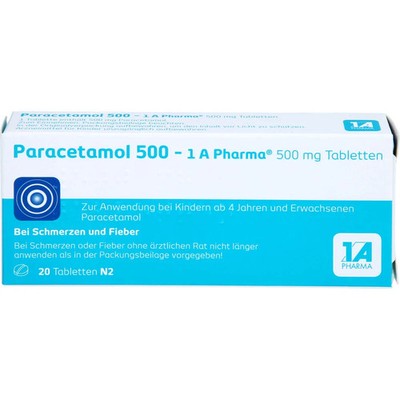 Paracetamol 500-1a Pharma Tabletten 20St - PZN 2481587