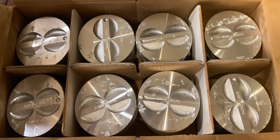 🔥 NEW FEDERAL MOGUL STERLING 345NP PISTON SET W/ WRIST PINS / 350 CHEVY .040 🔥 - Image 2 of 4