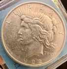 1922 peace silver dollar au