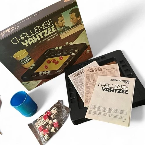 Vintage Challenge Yahtzee Board Game Complete Milton Bradley 1974 Odd Couple