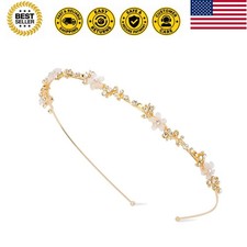 Gold Headband Bridal Hair Accessories Flower Headbands for Women Girls Rhines...