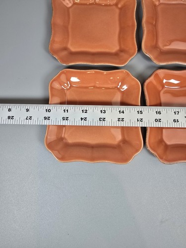 SET OF 4 Pottery Barn Cambria Persimmon 5" Square Tidbit Appetizer Plates - Picture 5 of 5