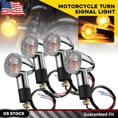 4PCS Motorcycle Turn Signal Light Bullet Indicator Lamp Universal Chrome Housing