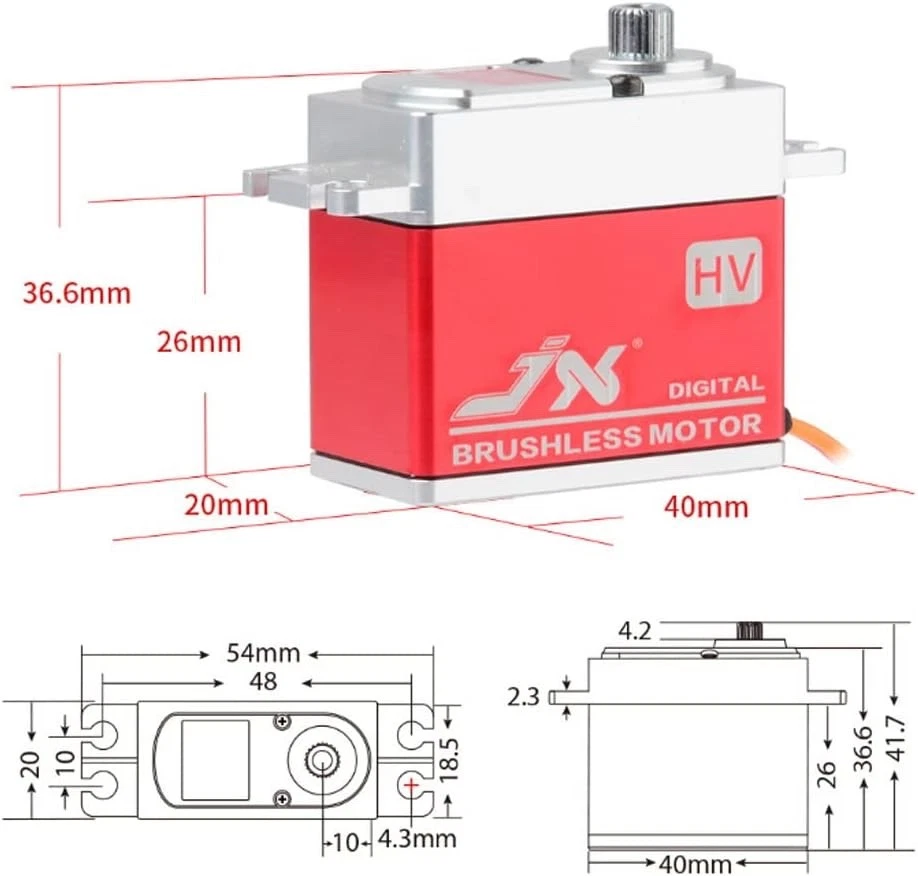 JX Waterproof Servo 46KG 32KG Metal Gear HV Brushless Digital Servo for CAR USA - Image 4 of 4